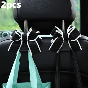 2pcs Car Seat Headrest Bow Tie Hooks, Cute Butterfly Knot Car Hooks, Car Hanger for Wallets and Handbags, Universal Interior Decoration Accessories, Car Accessories Women