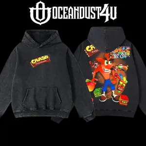 OceanDust4U Crash Bandicoot Hoodie 100% Premium Cotton Oversized Fit Pre-Washed Unisex Classic Top American Made Menswear 230gsm Heavyweight Fabric