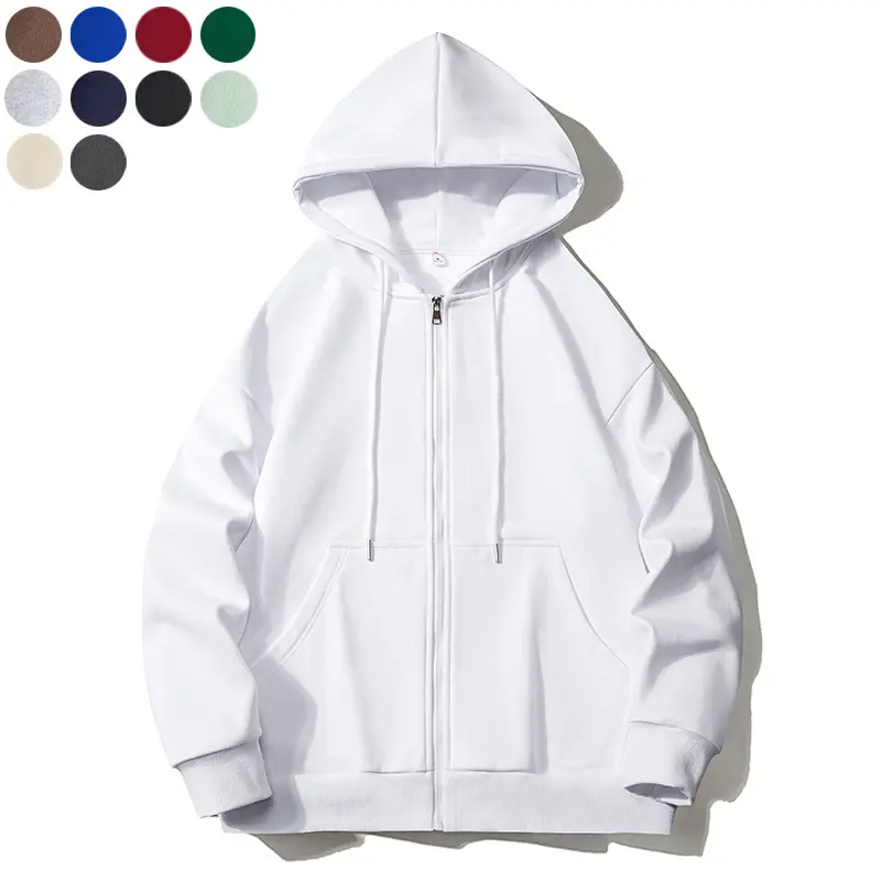 New Autumn Men’s Zip-Up Hoodie — Loose, casual full-zip hoodie jacket; solid color, minimalist design; available in multiple colors—trendy everyday top. summerwins