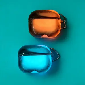Luminous Quicksand For Apple For AirPod Case for AirPods 4/3/2/1 Pro 3 Pro 2 Pro 1st Earbuds Cover - Shock Absorbing and Enhanced Protective Cute Sparkle Liquid Funny Creative Hard Clear Night Glowing Sand Earphone Case with Keychain