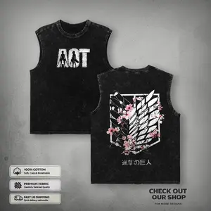 Attack On Titan Subtle Anime Unisex Graphic Tee | Vintage Retro Acid Wash Shirt, Wings Of Freedom Heavyweight Cotton Loose-Fit Shirts | Soft Top TankTop, Sweater, Hoodie AOT Merch Streetwear Summer Casual Menswear  Fabric