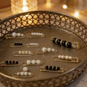 16 Pcs Pearl Brooch Safety Pins, Large Shawl Pins, for Women, Pants Skirt Accessories, Waist Extender Decoratine Pins