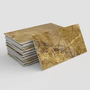 24/48/96 PCS TSF PVC+PET Crystal Foam Tile Stickers Golden Veined Natural Marble Pattern Waterproof Oil-Proof for Kitchen Bathroom Floor Ceiling Tile Old Wood Home Decoration