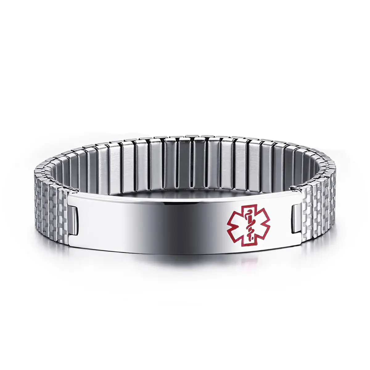 OIDEA Custom Engrave Medical Alert ID Bracelet for Men Women, Stainless Steel Stretch Wristband, Engravable Awareness ID Bracelet