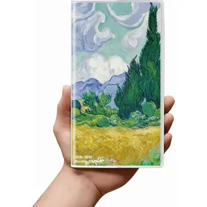 Pocket Calendar 2026-2028 Art Series, Monthly Planner Jan 2026 to Jul 2028 (3.7" x 6.7")  Purse Calendar, Pocket Agenda with Protective Plastic Sleeve-Wheat