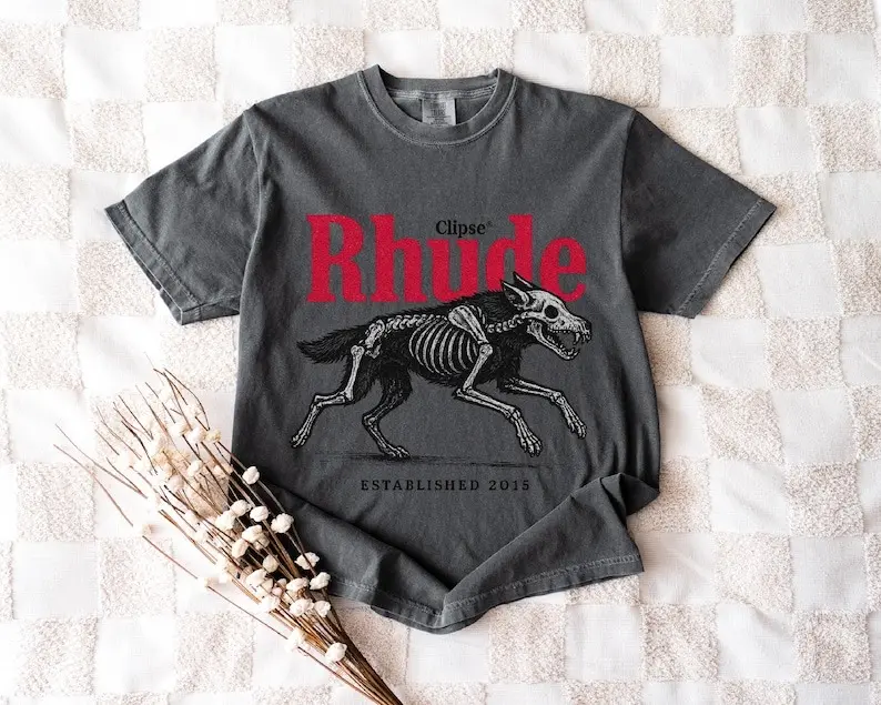Comfort Colors Vintage Rhude Established Graphics T-shirt, Retro Wolf Tshirt, Aesthetic Graphics Animal Lover Shirt, Streetwear Aesthetic Tee, Unisex Gift