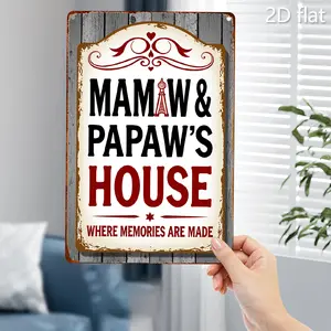Vintage Wall Art Sign Rustic Tin Plaque for Mam and Pawpaw House Design 8x12 Inch Home Decor Perfect Gift Idea No Electricity Needed Indoor Outdoor Porch Garden Hanging Metal Plaque