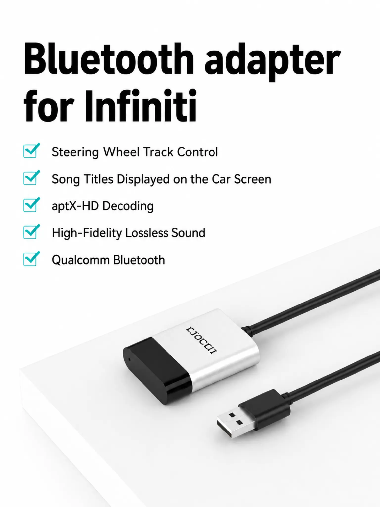 CHOOCL Bluetooth Car Adapter with USB Interface for Infiniti Q70/G37/EX/FX35/JX/QX50/QX60/M & NMC Patrol(2012-2018)/Qashqai(2014)/Murano(2011-2012)/Altima(2011-2012)/Rogue(2014-2016)