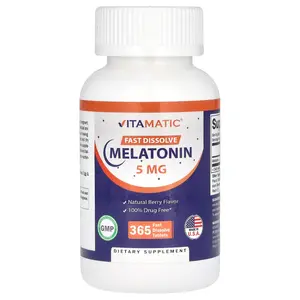 Vitamatic Melatonin, Natural Berry, 5 mg, 365 Fast Dissolve Tablets