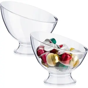 2 Pcs Clear Coffee Pod Holder, Large Plastic Coffee Organizer, Countertop Capsule Creamer Container, Versatile Candy Dish Salad Bowl Fruit Jar for Kitchen Office Bar