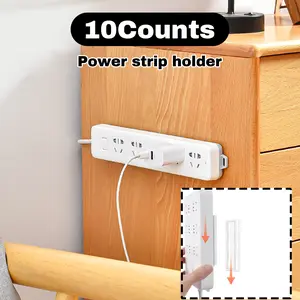 10 Counts Self Adhesive Power Strip Holder, Versatile Desk/Wall Mount Socket Holder, Multi-Purpose for TV/Under Bed/Office, Mixed Colors, Easy Peel-and-Stick Setup