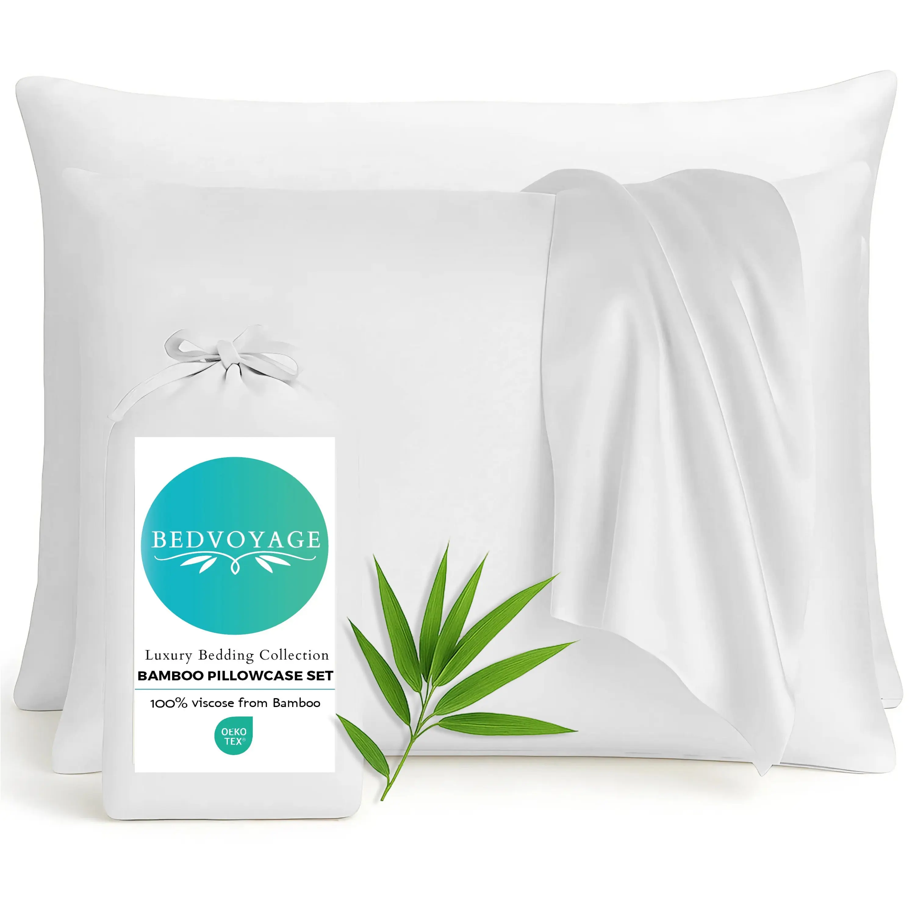 Cooling Bamboo Pillowcases - 100% Viscose from Bamboo - White