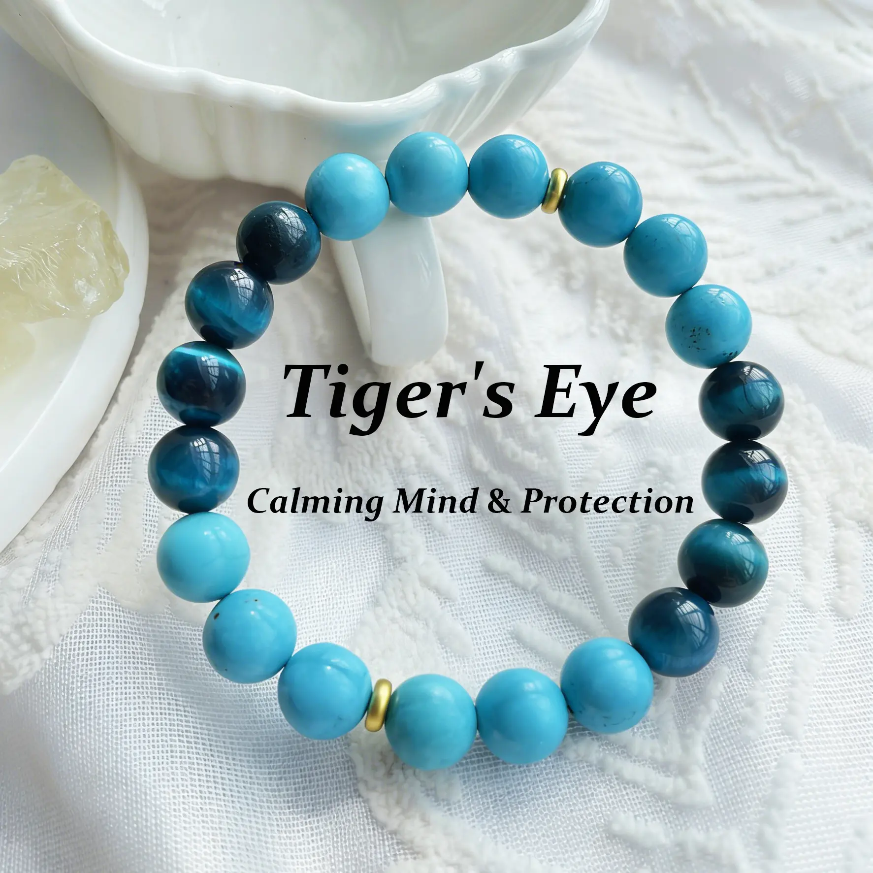 Natural Tiger's Eye & Turquoise Guardian Bracelet, Energy Balancing & Calming Mind & Confidence-Boosting Energy Bracelet, Daily Emotional Healing Bracelet, Minimalist Unisex Accessory, March Birthstone