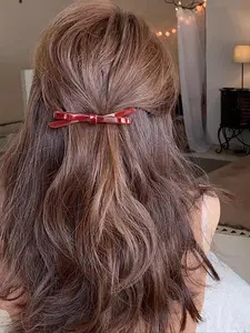 Acetate Bowknot Spring Clip Hair Accessory, Random Color Selection Between Tortoiseshell &, Perfect for New Year & Daily Use