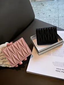 Women's Leather Wallet, Short Compact Design, High-End Genuine Leather, Ultra-Thin Multi-Card Slot, Fashionable Small Card Case