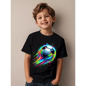 Soccer Colorful Tie Dye Soccer Ball Novelty Aesthetic Graphic Kid T-Shirt Cute Kid T Shirts Street Style Tops Tees for Kid