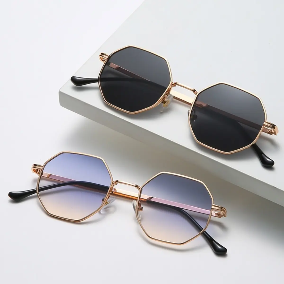 2026 New Classic Retro Metallic Women's Semi-Rimless Oversized Sunglasses - Casual, Chic, Protective, Streetwear, Blue Light Blocking Natural Lens, Unisex Wholesale Fashion Eyewear Accessories, Casual Sunglasses, Chic Sunglasses