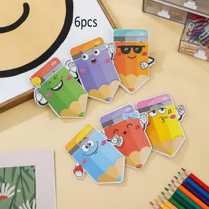 6-Piece Set Pencil Notes, Aesthetic Self-Adhesive Memo Pad, Fun Reminder Pad, Ideal Student Supplies, Office Gift, Self Adhesive Stickers