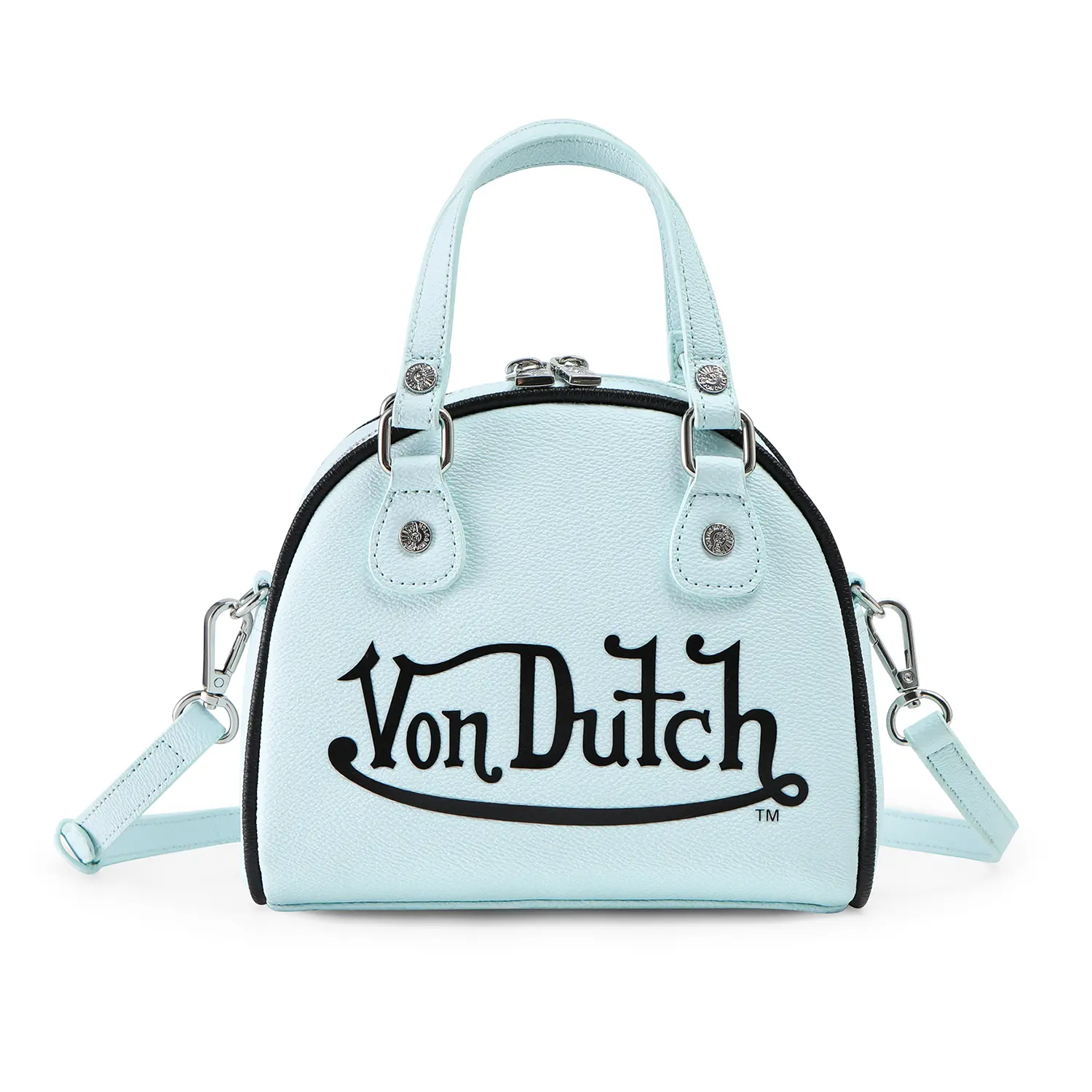 Von Dutch LightBlue and Black Two-Tone Bowling Bag