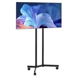 VEVOR Rolling TV Stand, Mobile TV Cart for 32-65 Inch Screens, Height Adjustable, Portable Monitor Stand with Wheels Holds up to 88 lbs for Living Room, Bedroom, Office, Outdoor, Max VESA 400x400mm