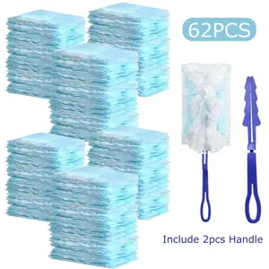 Disposable Duster Refill Set with Handle & Gloves, 31/62pcs Electrostatic Cloth Replacements, Multi-Use Household Cleaner Tool for Electronics, Furniture (31Pcs Set)