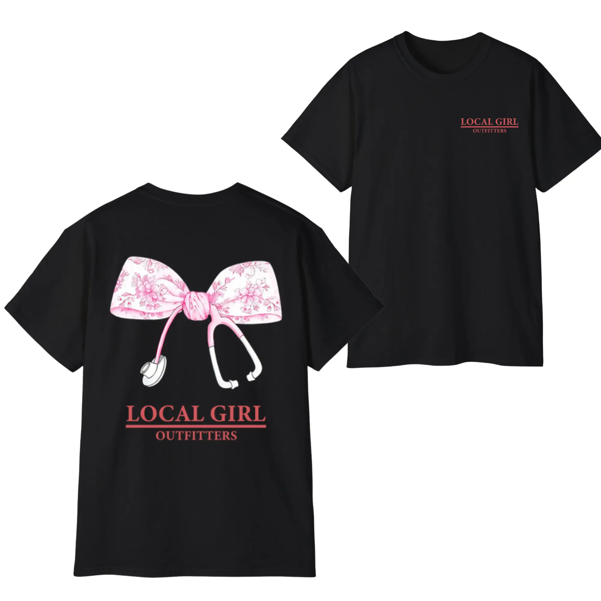 Local Girl Outfitters Pink Camo Bow T-Shirt – Women’s Southern Style Graphic Tee, Soft Cotton Casual Clothing, Outdoor Country Apparel
