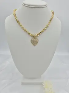 Thick chain with a heart pendant in 14k gold plated (47)