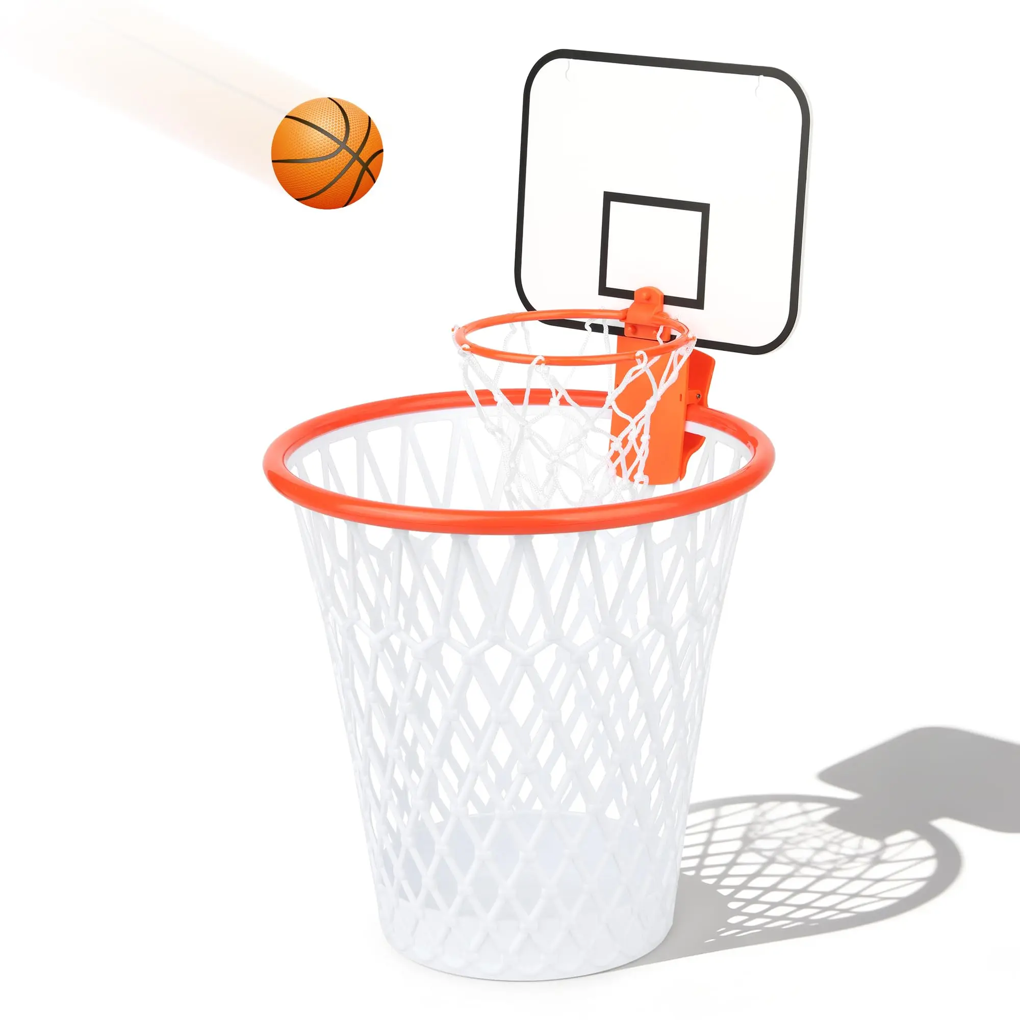 Basketball Trash Can Hoop Set - Includes Bin, 2" Ball, Instant Hoop Setup, Realistic Look, Stress Reliever, Boys' Gift for Dorm or Home Office Decor & Use