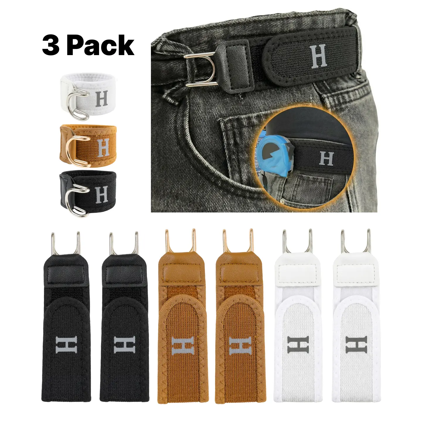 KZZ Tactical Metal Hook Elastic Belt - Unisex, Patented Buckleless Invisible Design, Soft Adjustable Side, Includes Buckleless, Casual, Concealable, Durable Elastic Men's Belts, Buckleless Men's Belts