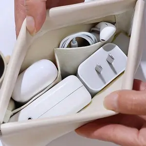 Data Line Storage Bag, Automatic Closure, Stores Wired Headphones, Chargers, Lipsticks, Portable Travel Organizer, Small Cable Holder, Travel Organization Pouch