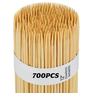 700 Pack 12 inch Bamboo Skewers for BBQ, Appetiser, Fruit, Cocktail, Kabob, Chocolate Fountain, Grilling, Barbecue, Kitchen, Crafting & Party, Natural Wooden Stick,summervibes Utensils Kitchenware
