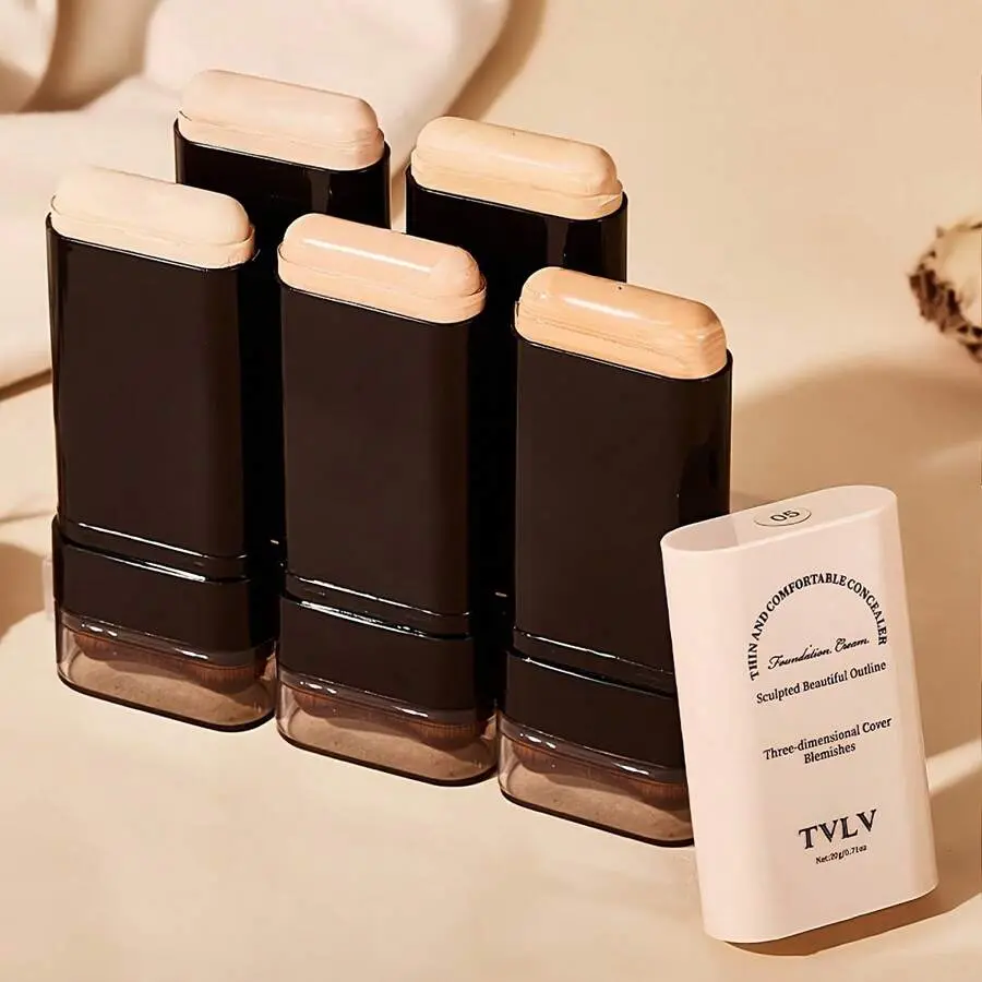 1 Piece Cream Eraser Foundation Stick with Brush - Multicolor Concealer, Moisturizing, Smoother, Even Skin Tone, Long-Lasting, Non-Oxidizing Dark Spot Eraser Concealer & Foundation for Oily Skin Makeup