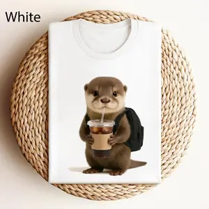 Cute Otter Coffee Shirt, Iced Coffee Otter Tee, Kawaii Animal Shirt, Gift for Coffee Lovers, Cute Animal Meme Tee, Iced Coffee Lover Gift