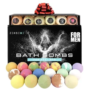 Bath Bombs for Men, Gift Set of 18 Scented Organic Handmade Bath Bombs of 2.5 oz with Natural Essential Oils. Perfect for Boyfriend, Husband, Father or Friend, by ZenseMe