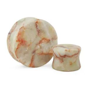 Red Net Jasper Stone Double Flare Plugs