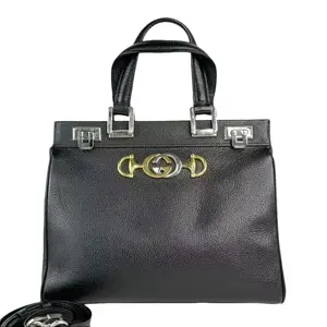 Pre-owned GUCCI Leather Shoulder Bags Black Zum Top Handle Shoulder Bag
