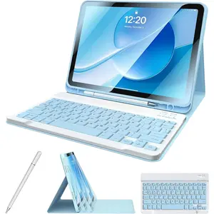 iPad 10th Generation Case with Keyboard with Pencil Holder and  Disc Universal Stylus Pen 10.9 inch  Detachable Keyboard Cover for  iPad 10th Gen 2022 (Blue)