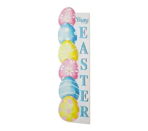 Glitzhome 42"H Lighted Stacked Eggs Happy Easter Porch Sign Glitzhome 42"H Lighted Stacked Eggs Happy Easter Porch Sign