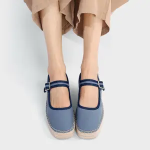FIFSY Women's Classic Mary Jane Platform Flats Footwear - Casual, Breathable Rubber Shoes with Buckle Strap, Woven Espadrille Outsole
