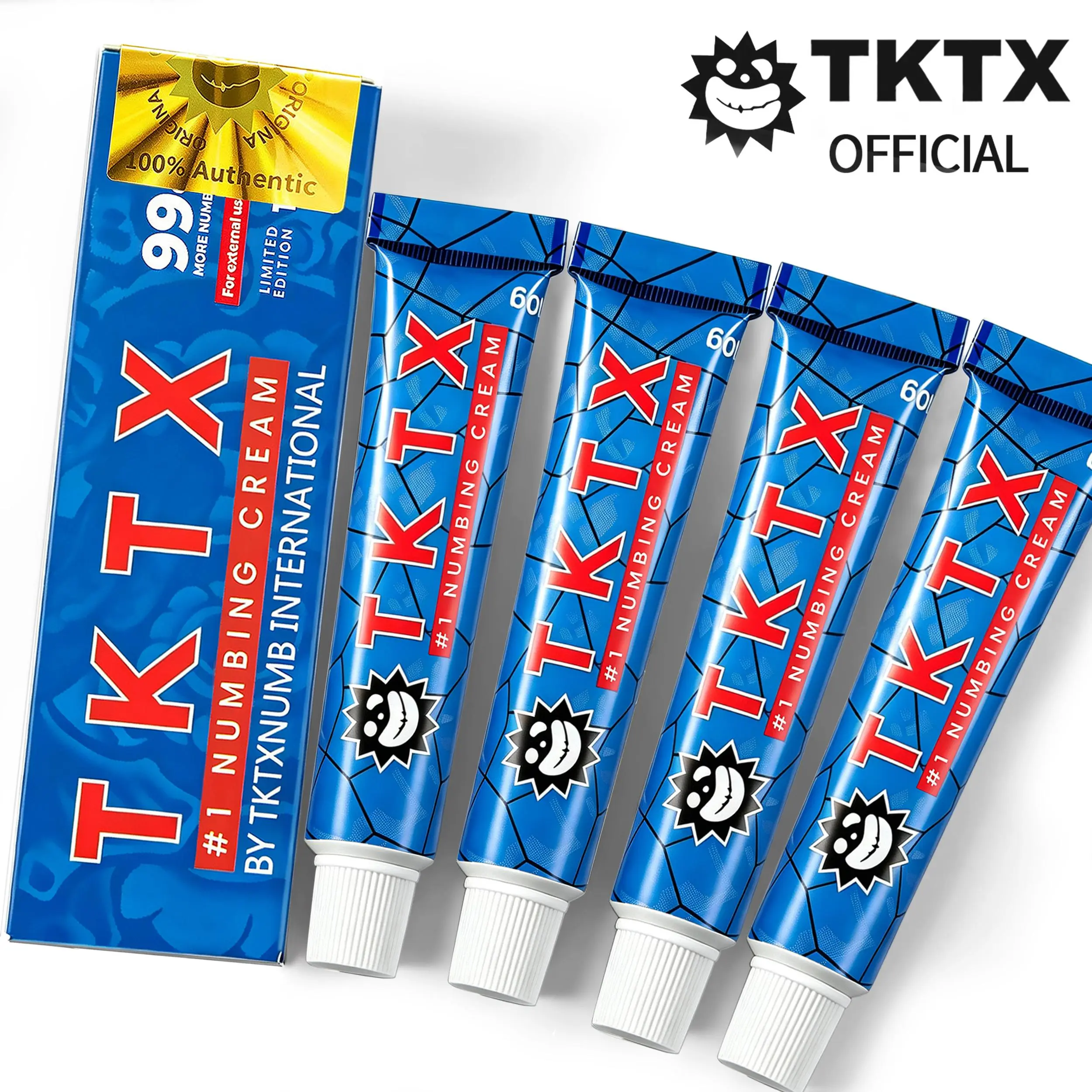 99% TKTX Tattoo Numbing Cream 4 Pack- Blue | Limited EditionVery Strong I For Tattoos I Laser Removal I WaxingI EyebrowThreading I Cosmetic Cream 10g.