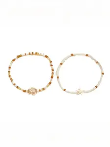 New Beach Starfish and Turtle Anklet Set, Summer Bohemian Retro Vintage Style Foot Jewelry for Women