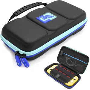 CASEMATIX Nintendo Switch Lite Carrying Case with 8 Game Slots Non-Scratch Divider for Screen Protection - Accessory Storage & Comfortable Handle