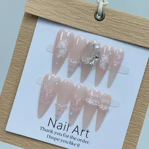 Stiletto Collection①-Handmade Press-On Nails-3D Charm Design-Acrylic Nails Design-Boutique Handmade Press On Nails Kit-Reusable Salon-Quality Handmade Nails-Durable Nails Art-Easy Removable Nails-Easy Apply-3D Acrylic Fake Nails-Fashion False Nails