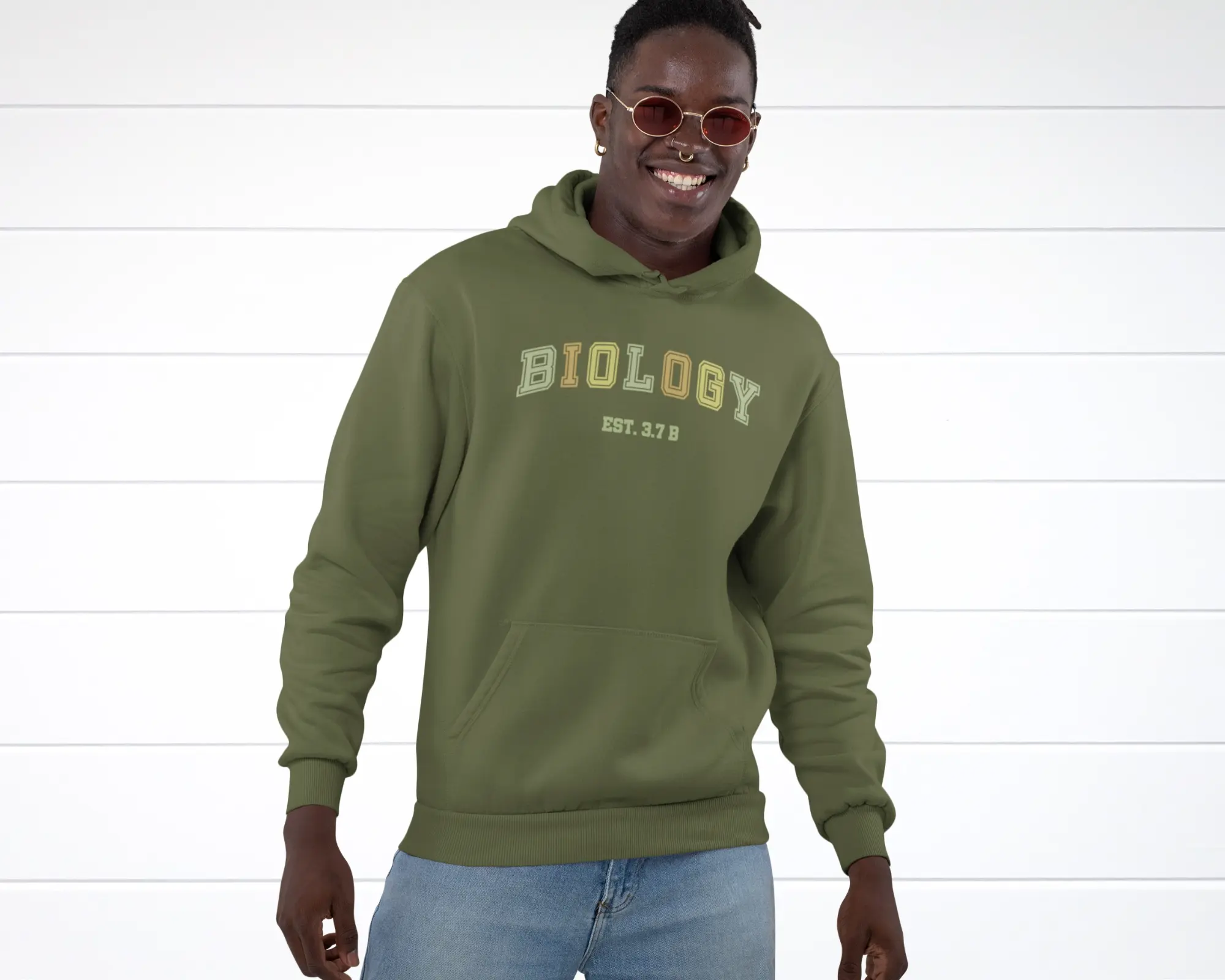 Biology Hoodie, Athletic Lettering with a Faux Embroidered Look, Funny Gift for Biologists, Science Teachers, Scientists, STEM Students