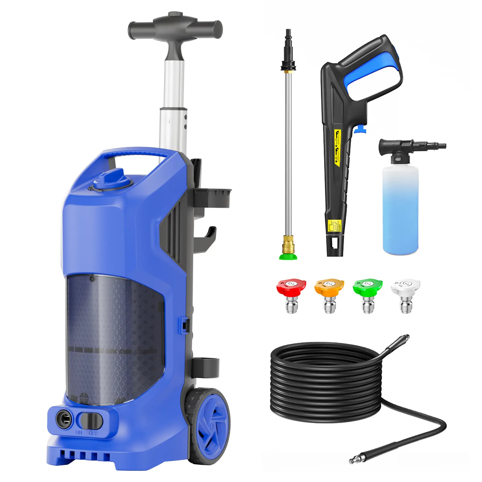 5350PSI MAX 4.0GPM Portable Electric Power Washer, Pressure Washer with 25FT Kink Resistant High Pressure Hose, Rolling Wheel Design, Quick Connect Nozzles and Detergent Dispenser for driveway,fence,car wash,home,outdoor,sidewalk,window,porch