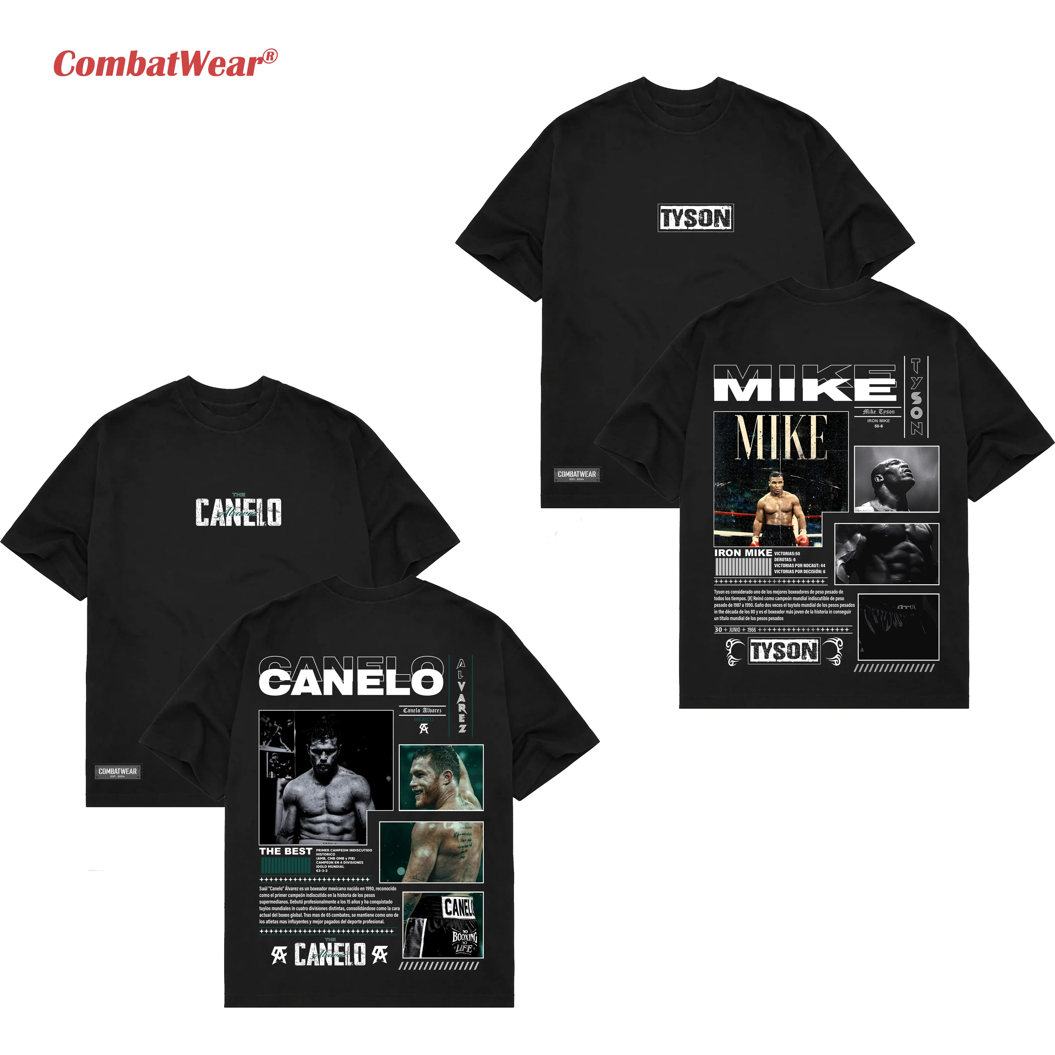 COMBATWEAR Boxing Fighters Collection Tee, Boxing Legend Tshirt Boxing Fan, Boxing Champion Sports Shirt, Gift for Him Gift for Her Crewneck Cotton