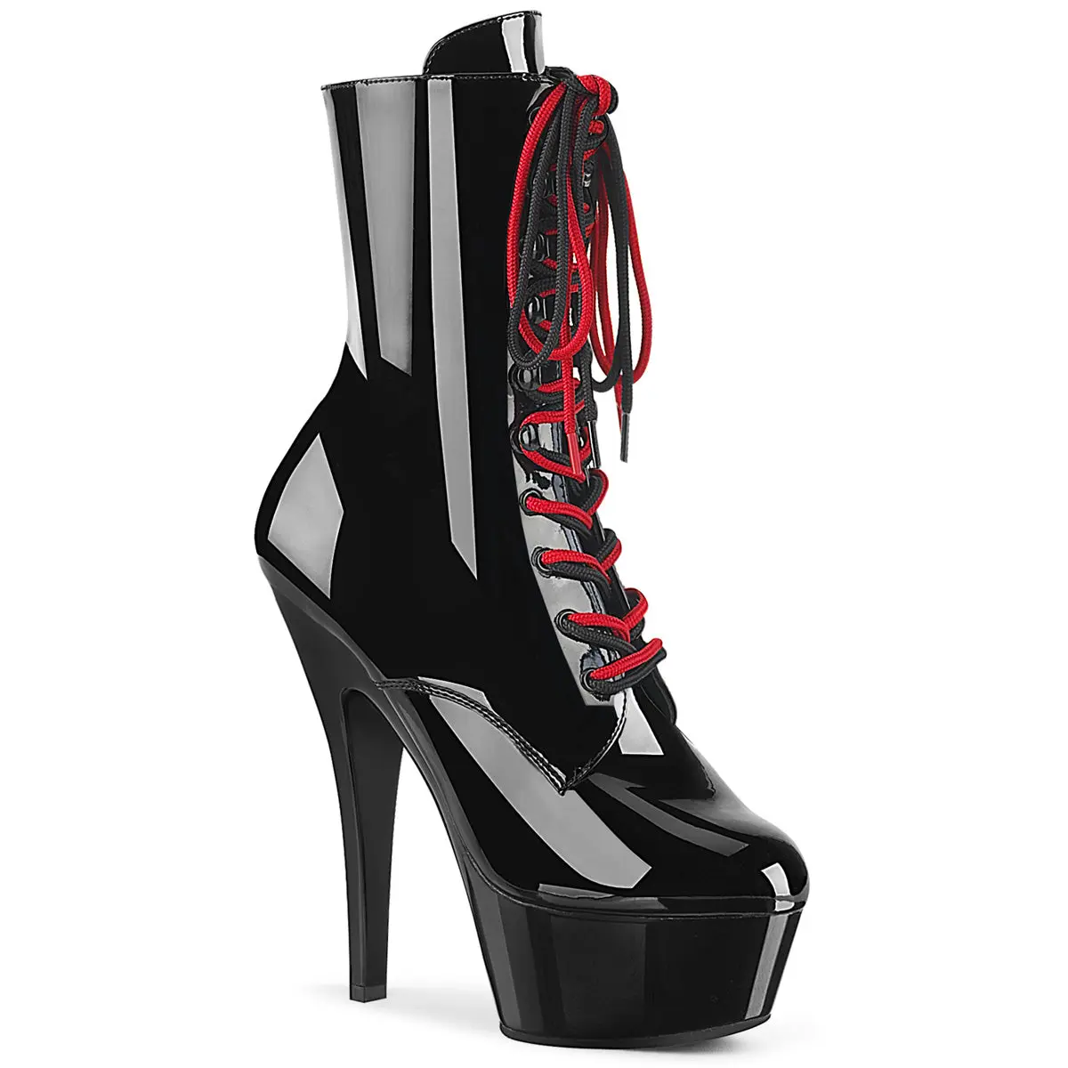 Pleaser Women's Lace High-Heel Platform Ankle Boots - Kiss-1020-1, Black, Footwear