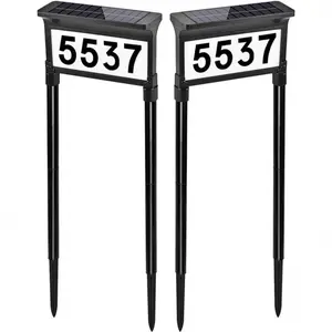 Solar Address Signs for Yard, Dual-Sided Illumination Solar House Numbers for Outside,  Outdoor Solar Mailbox Number Plaque, 3-Color Modes, 1 Pack