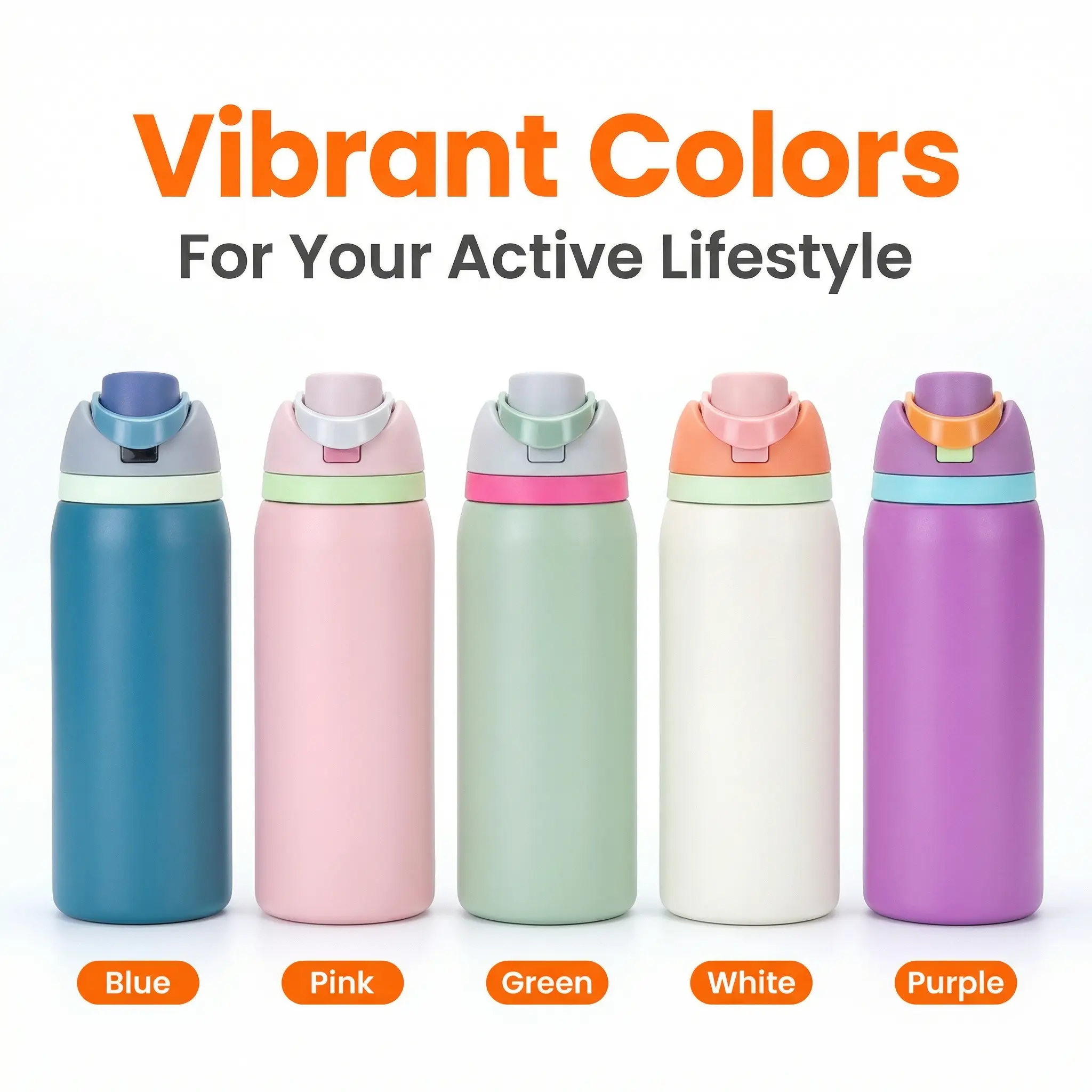 32 oz Insulated Stainless Steel Water Bottle with Straw, BPA-Free Leakproof Reusable Sports Bottle for Gym, Travel, School & Outdoor Activities