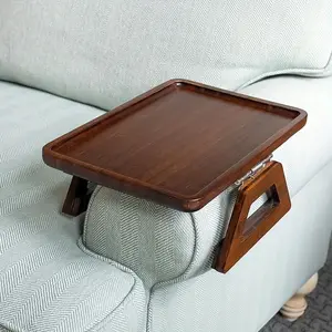 Adjustable Portable Wooden Armchair Table, Durable Real Wood Material, Multi-Height Adjustable, Compact Design, Ideal for Small Spaces, Modern Wood Table